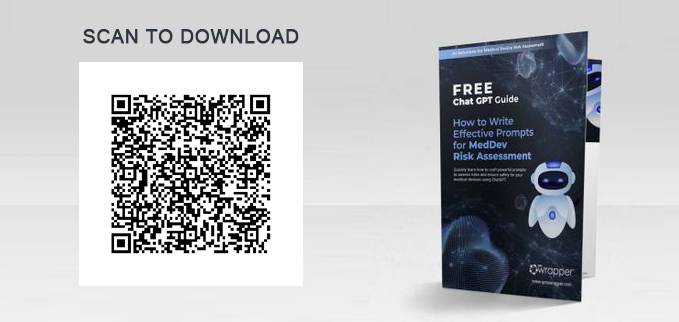 QR code for downloading free MedDev risk prompt guide