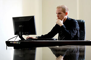 Man thinking about risk assesment