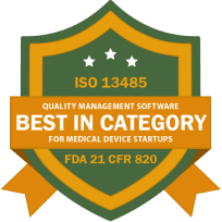 ISO 13485 and FDA 21 CFR 820 best in category quality management software award